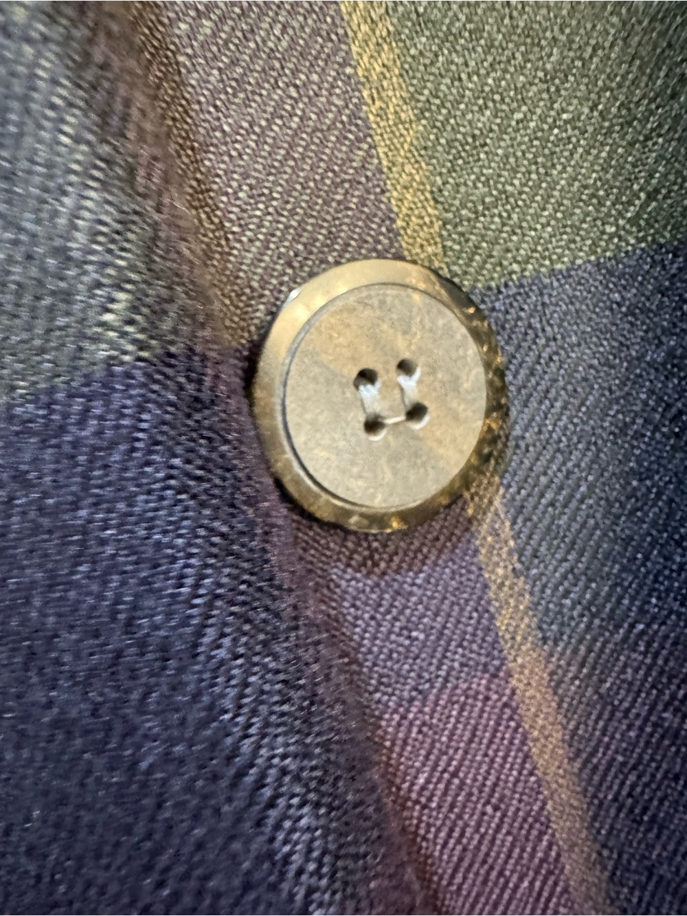 Jacqueline Ferrar Double-Breasted Plaid Blazer in Navy & Olive - Picture 4 of 5